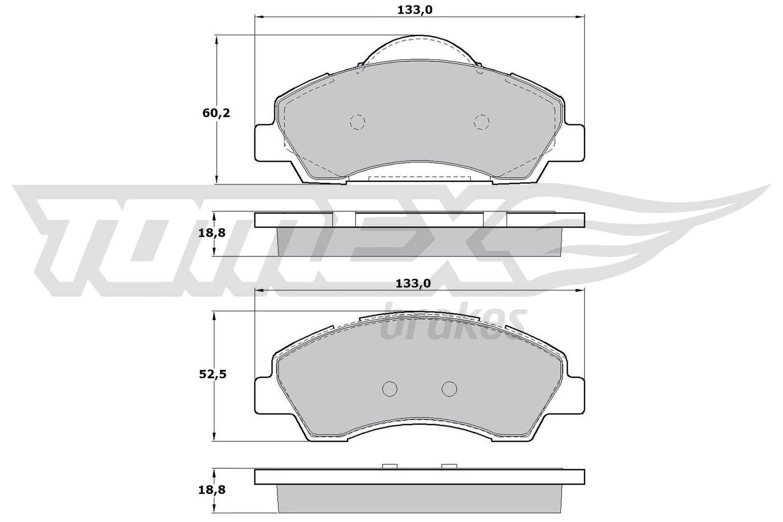 Sada brzdových platničiek kotúčovej brzdy TOMEX Brakes